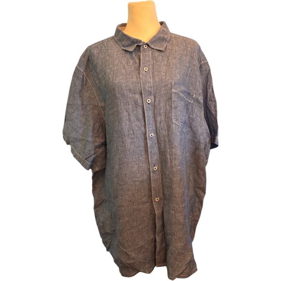 Tommy Bahama 100% Linen Button Down Shirt, Blue Chambray, Men's Size 2XL - Picture 1 of 6